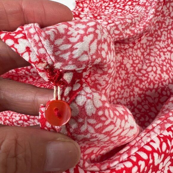 Zara Oversized Floral Print Maxi Dress Peter Pan Collar Tiered Red White Medium - Picture 11 of 15